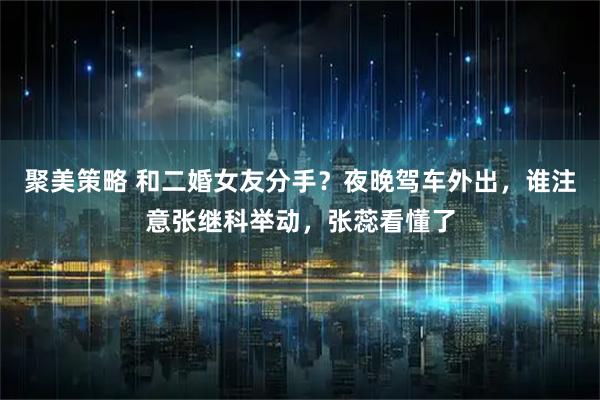 聚美策略 和二婚女友分手?夜晚驾车外出,谁注意张继科举动,张蕊看懂了